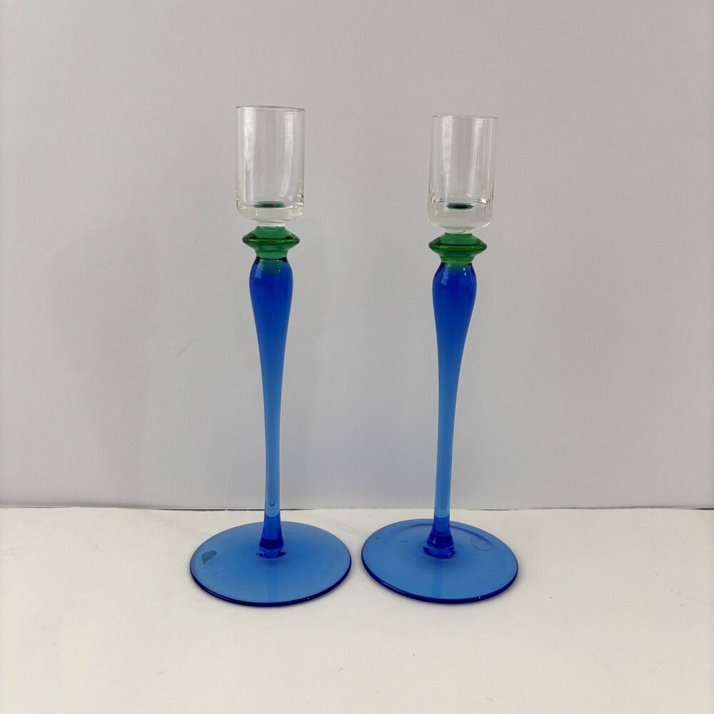Crate Barrel Glass Candlestick Holders